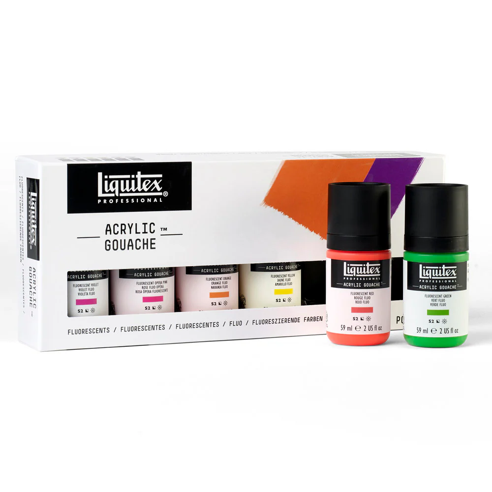 Acrylic Gouache Set - 6x59ml - Fluorescents - Image 4