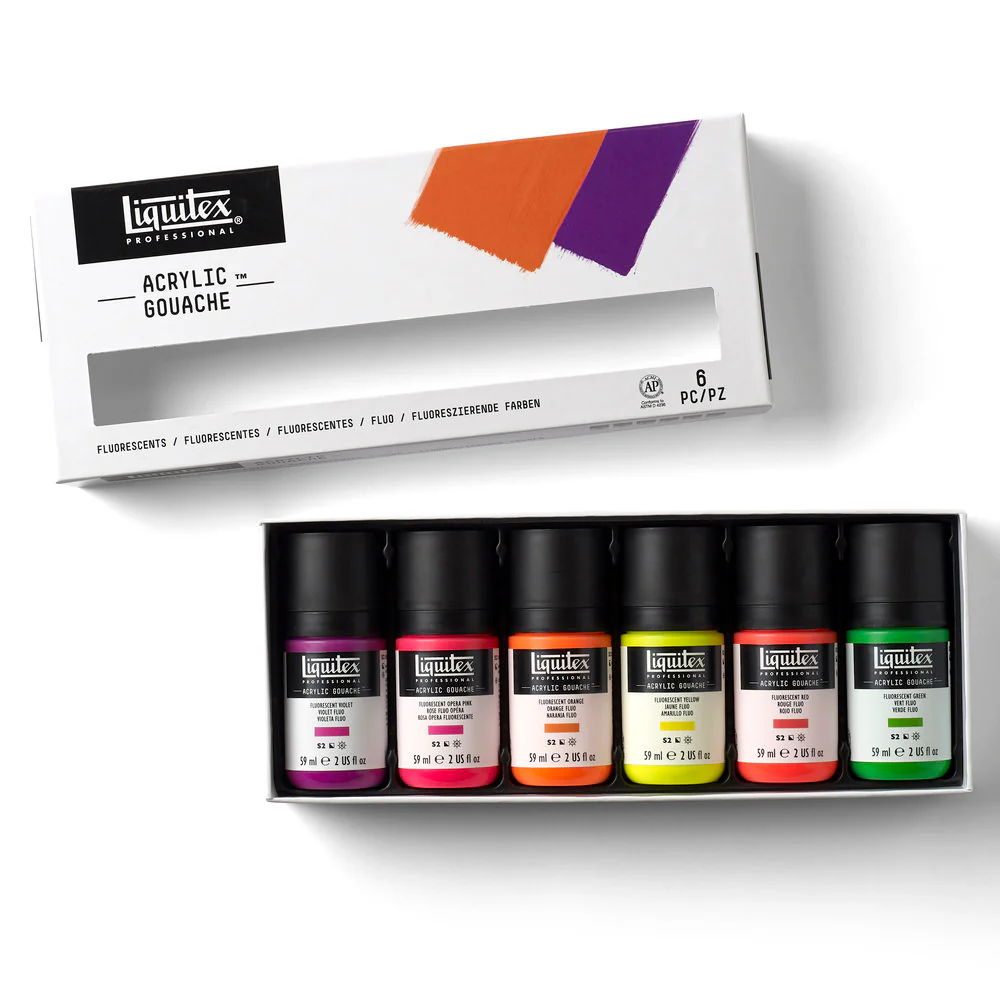 Acrylic Gouache Set - 6x59ml - Fluorescents - Image 5