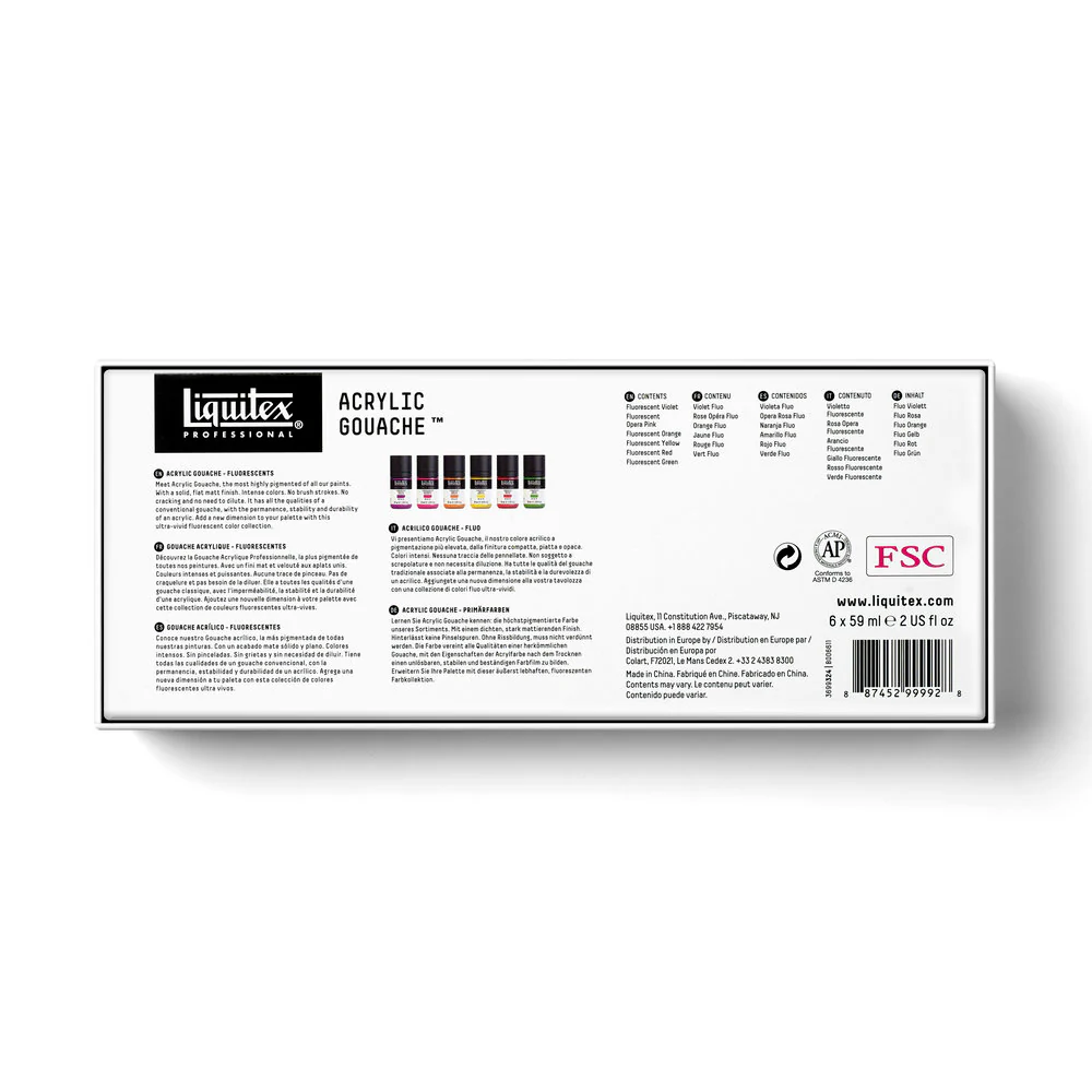 Acrylic Gouache Set - 6x59ml - Fluorescents - Image 8