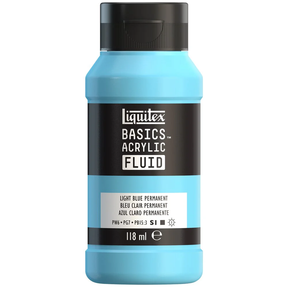 Basics Acrylic Fluid Color - Light Blue Permanent - Image 2