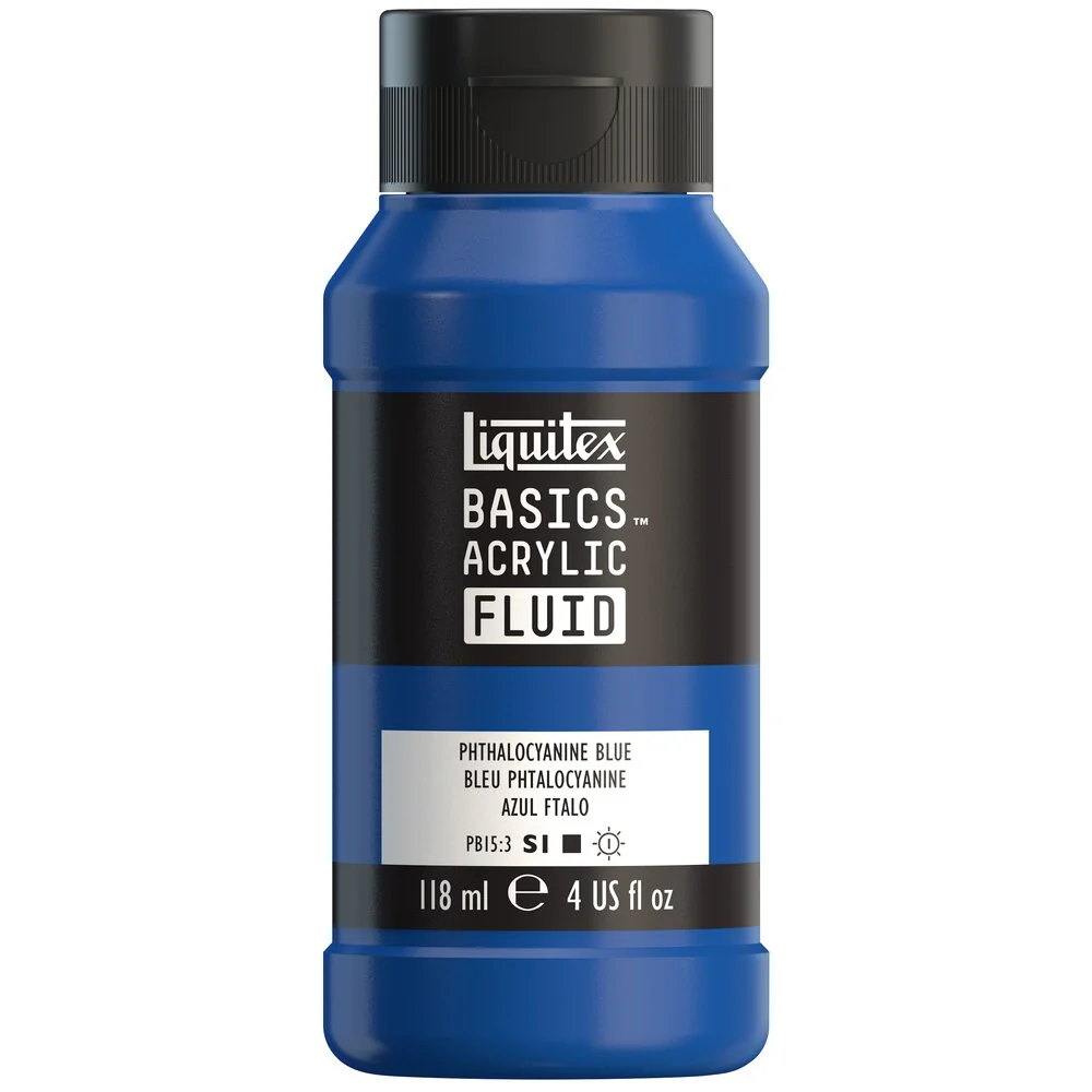 Basics Acrylic Fluid Color - Phthalocyanine Blue - Image 2