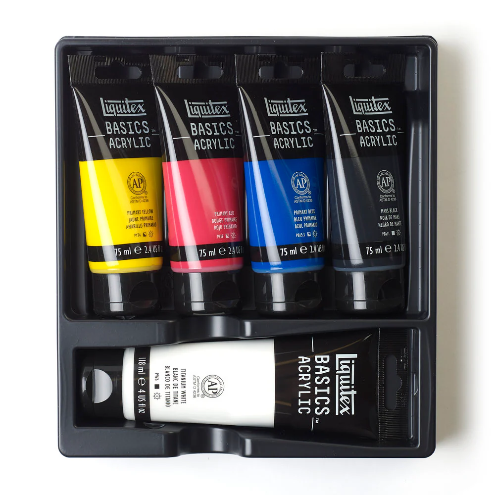 Basics Acrylic Set - 4x75ml, 118ml White - Essentials - Image 4