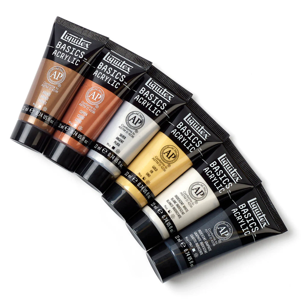 Basics Acrylic Set - 6x22ml - Metallics & Iridescents - Image 3