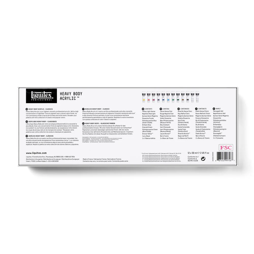 Heavy Body Acrylic Set - 12x59ml - Classics - Image 10