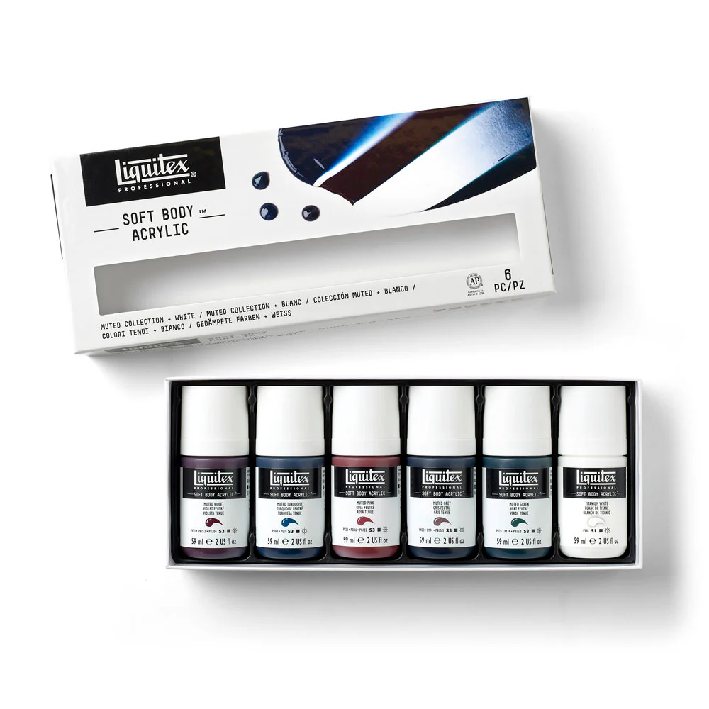 Soft Body Acrylic Set - 6x59ml - Muted Collection + White - Image 5