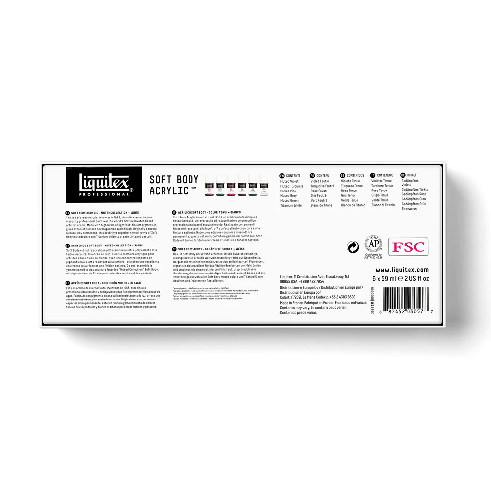 Soft Body Acrylic Set - 6x59ml - Muted Collection + White - Image 6